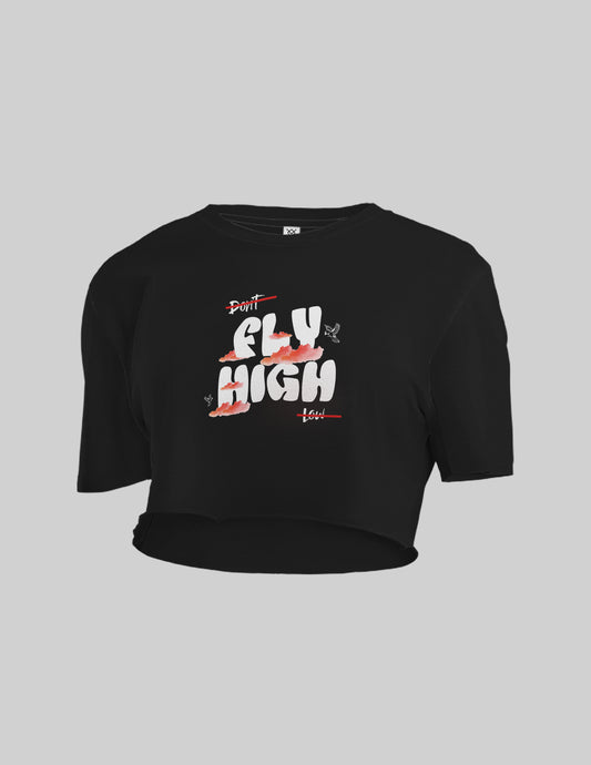 FLY HIGH. Black Crop Top